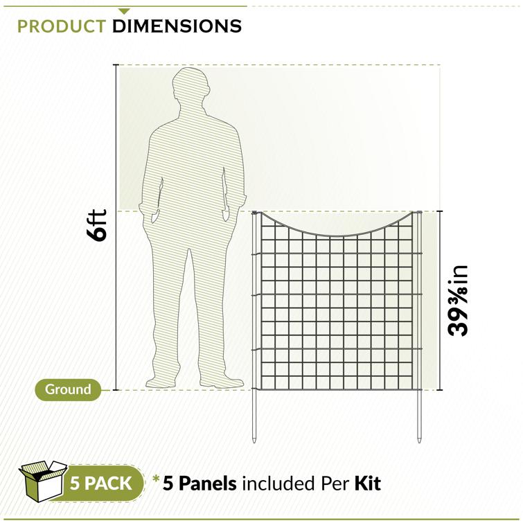 Black Metal Zippity Garden Fence (39in Tall)